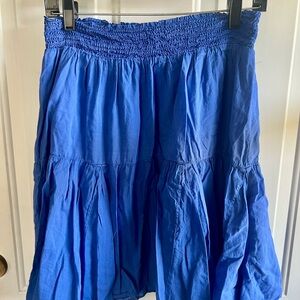 Early 2000s Old Navy Blue Smocked Elastic Waist Tiered Midi Skirt Sz L